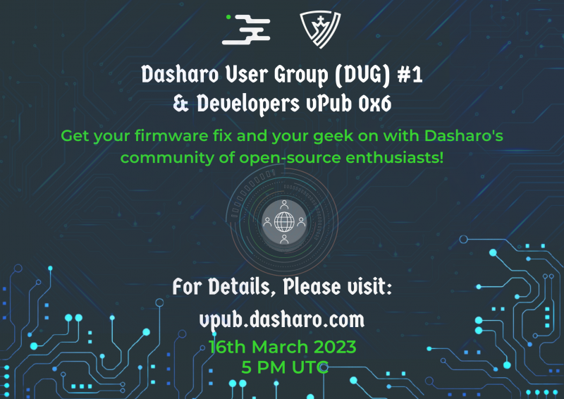 Dasharo User Group (DUG) #1 and Dasharo Developers vPub 0x6 informational poster