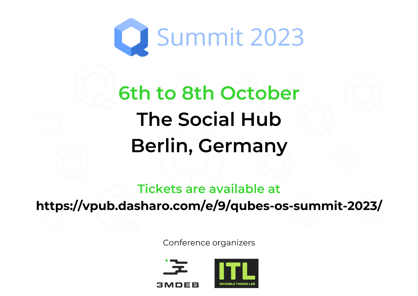 Tickets are available for Qubes OS Summit 2023