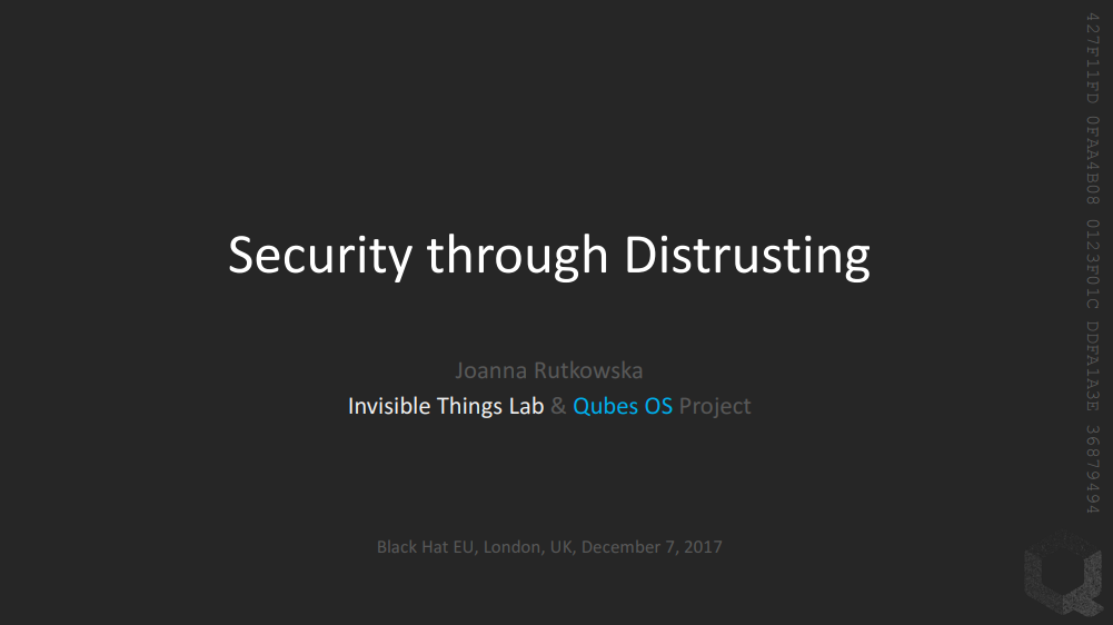 Security through Distrusting slides